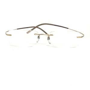 Silhouette‎ 7577 Rimless Eyeglasses Gold Brown Titanium Frame Glasses 21489
